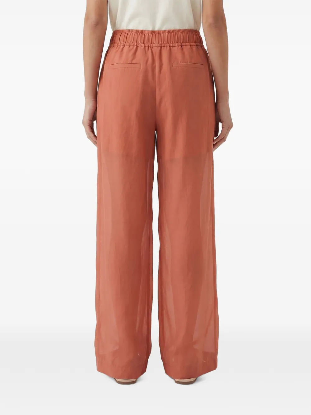 Brunello Cucinelli semi-sheer wide-leg trousers Oranje