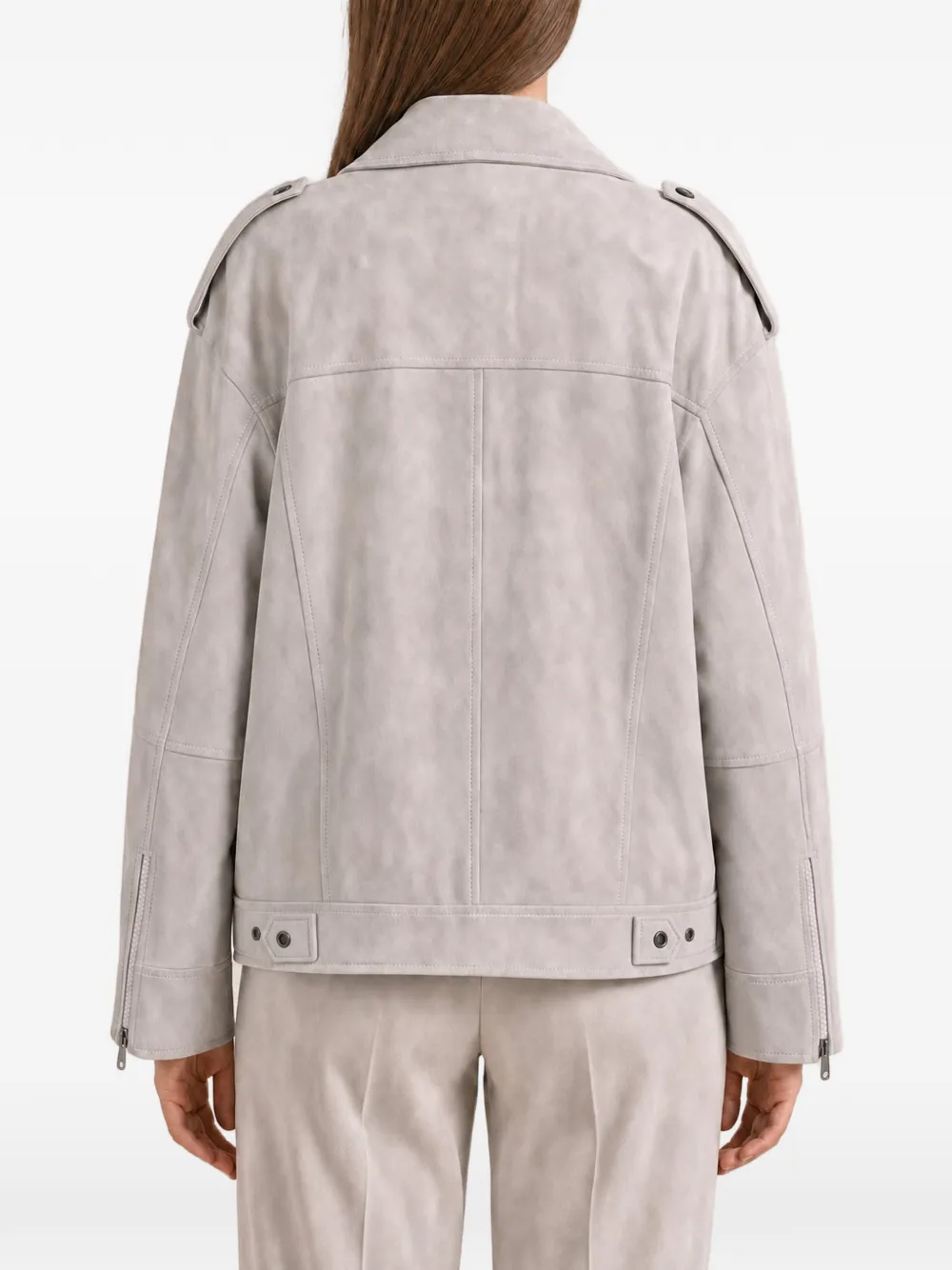 Brunello Cucinelli suede biker jacket Grijs