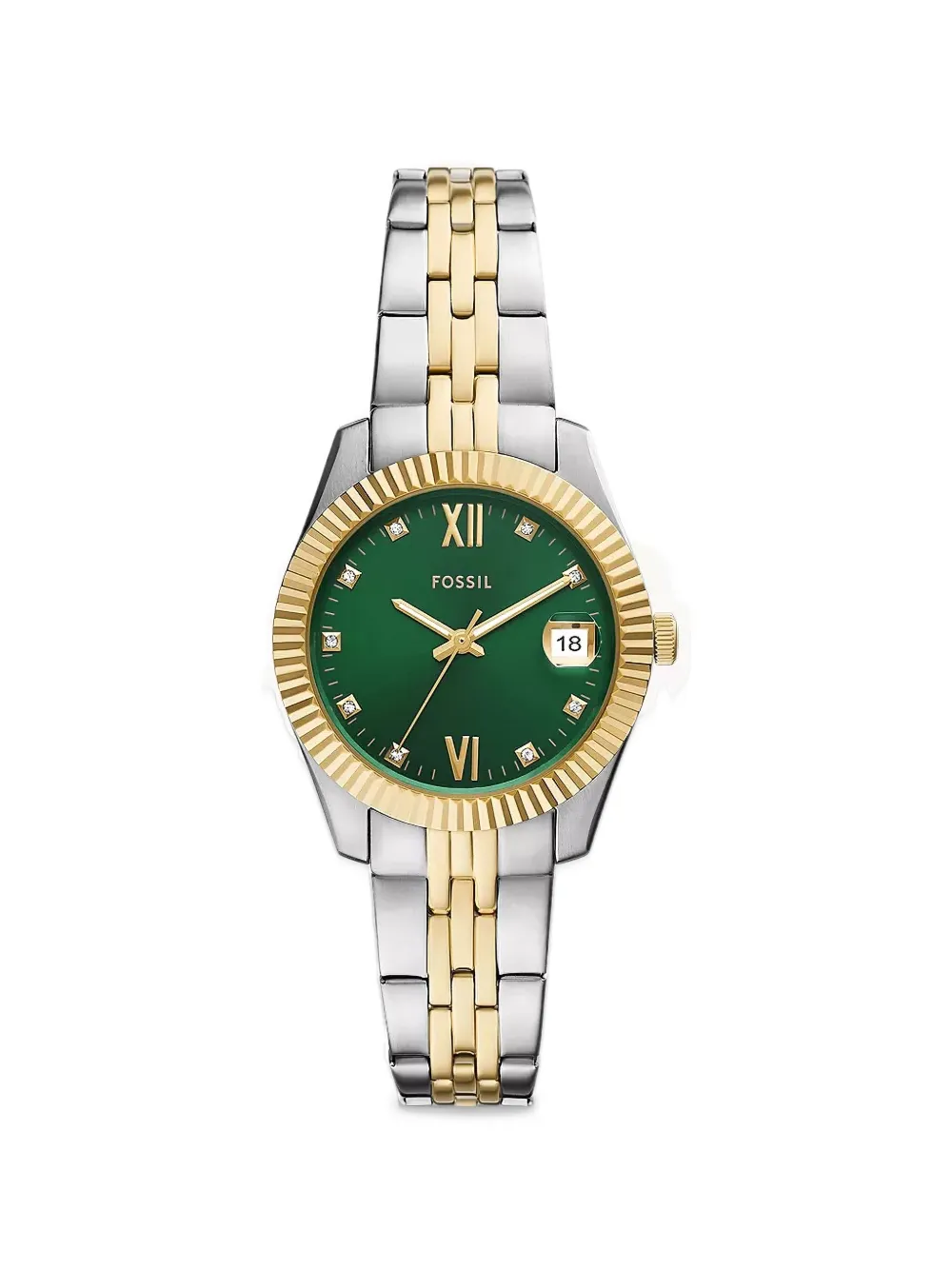 FOSSIL Scarlette fluted bezel 33mm watch - Verde