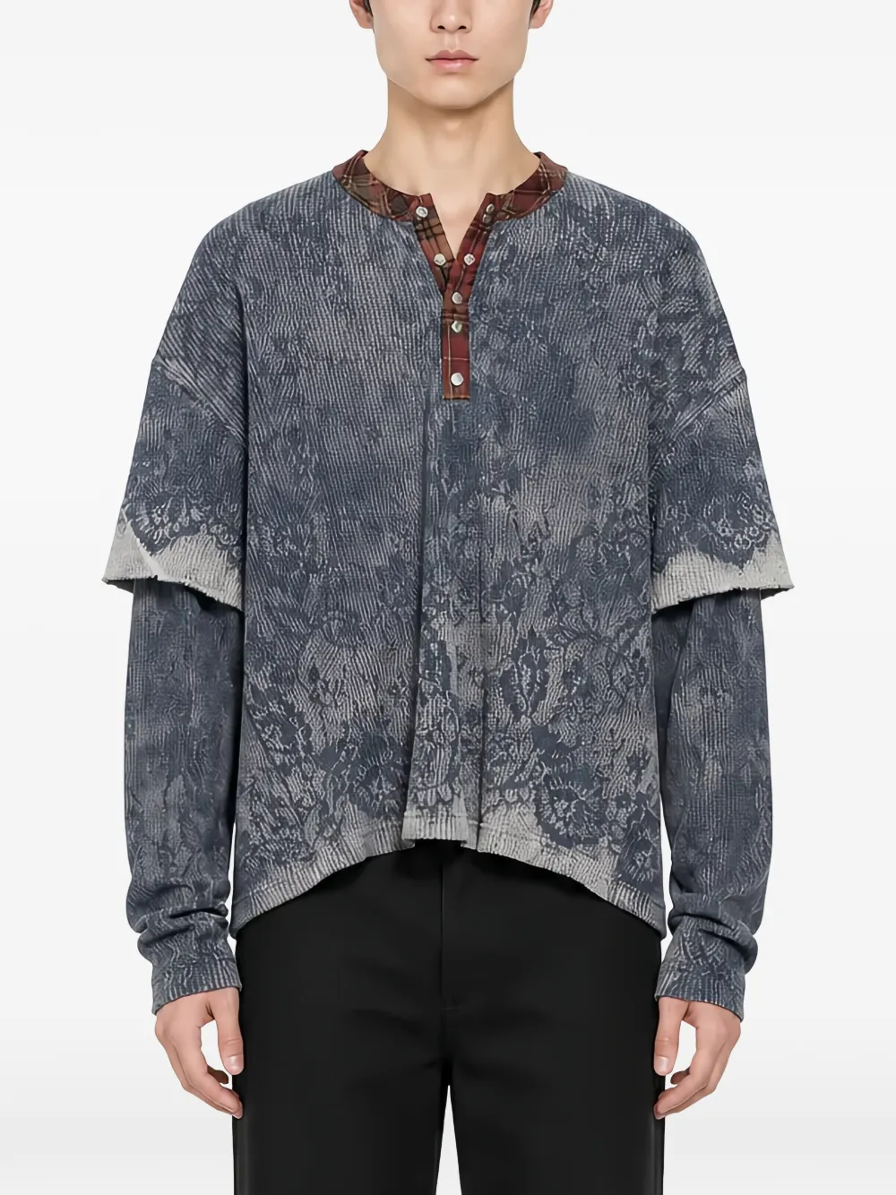 ERCOLE STUDIO floral-print double-layer T-shirt Grijs