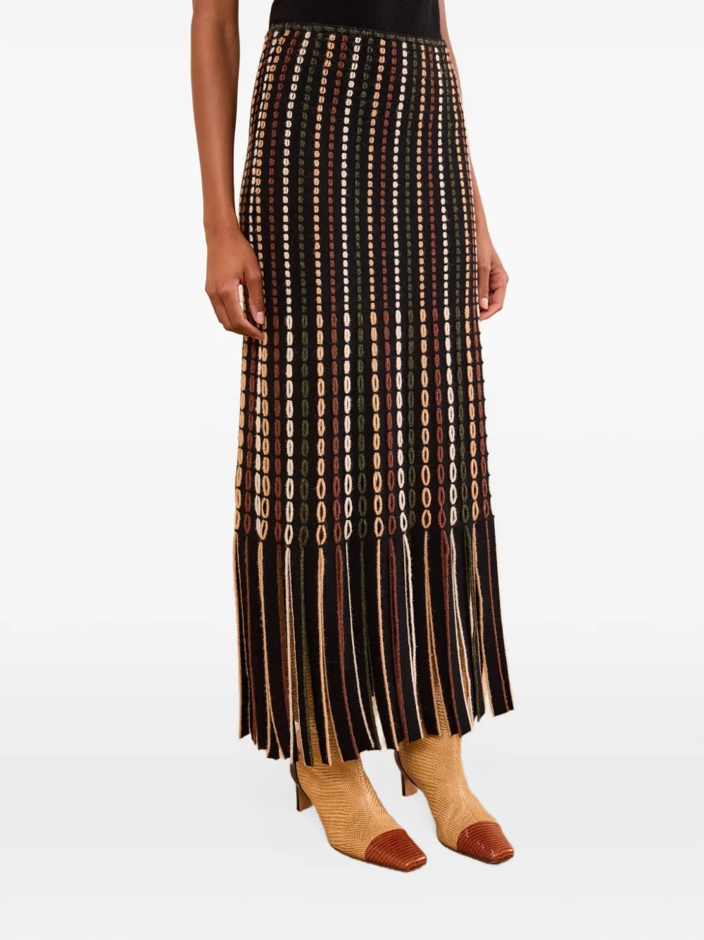 Ulla Johnson Ineze gebreide maxi-rok met franje Zwart