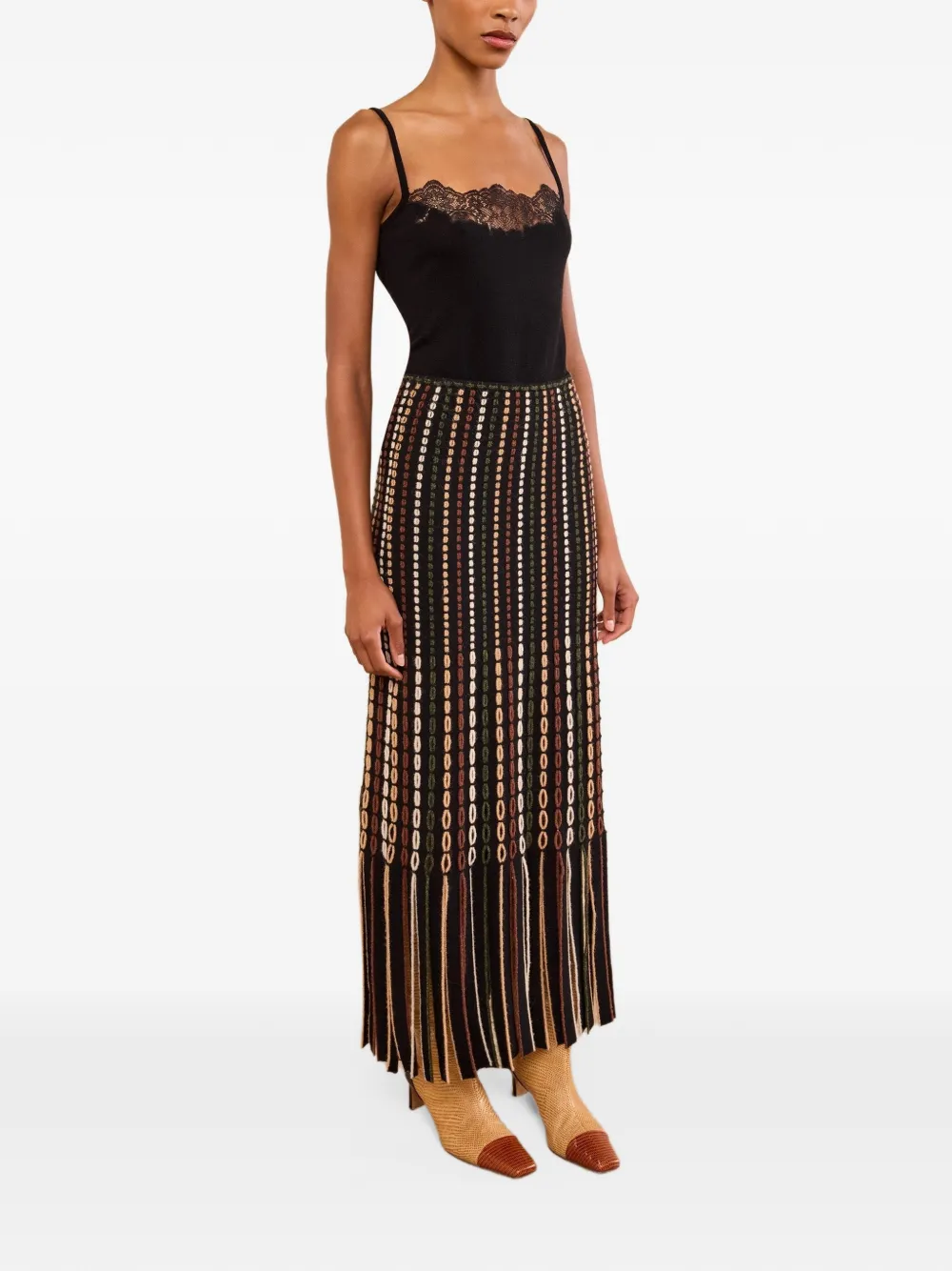 Ulla Johnson Ineze gebreide maxi-rok met franje Zwart