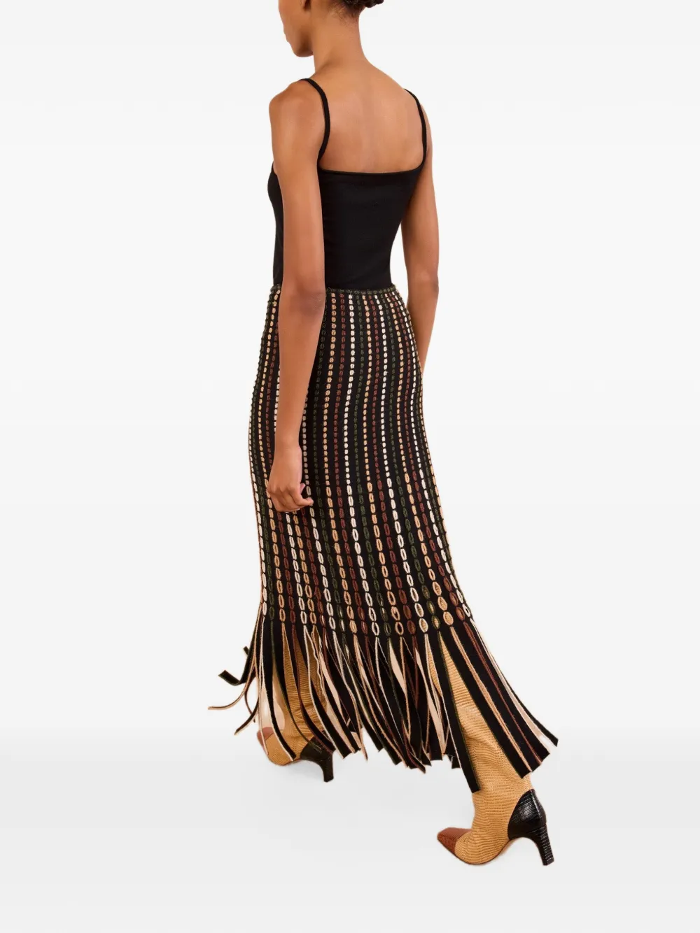 Ulla Johnson Ineze gebreide maxi-rok met franje Zwart