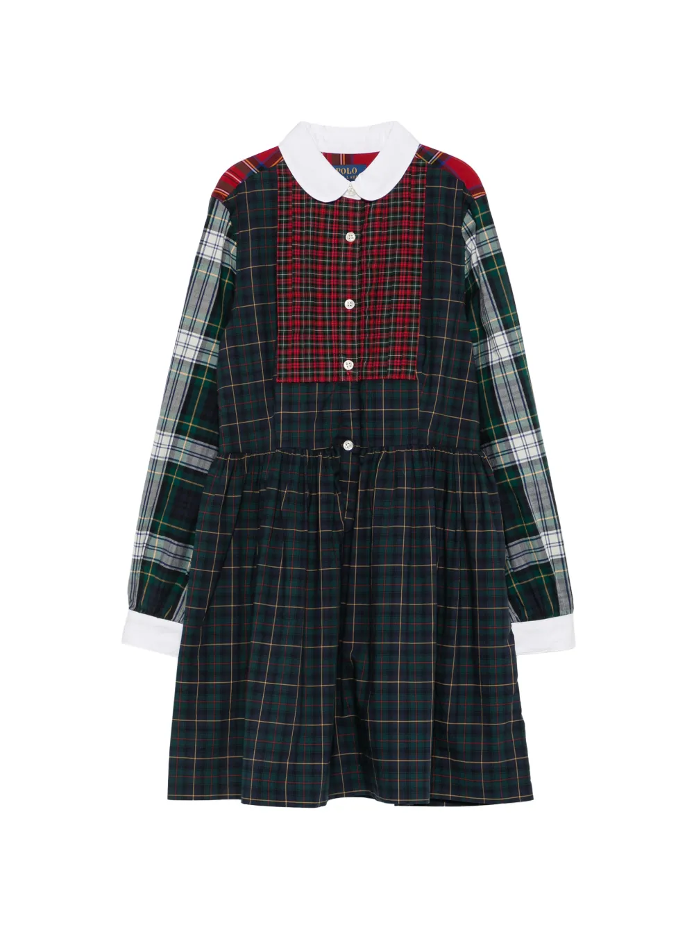POLO RALPH LAUREN KIDS robe patchwork à motif tartan - Vert