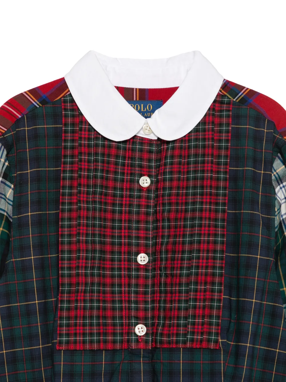 POLO RALPH LAUREN KIDS patchwork tartan-print dress Groen