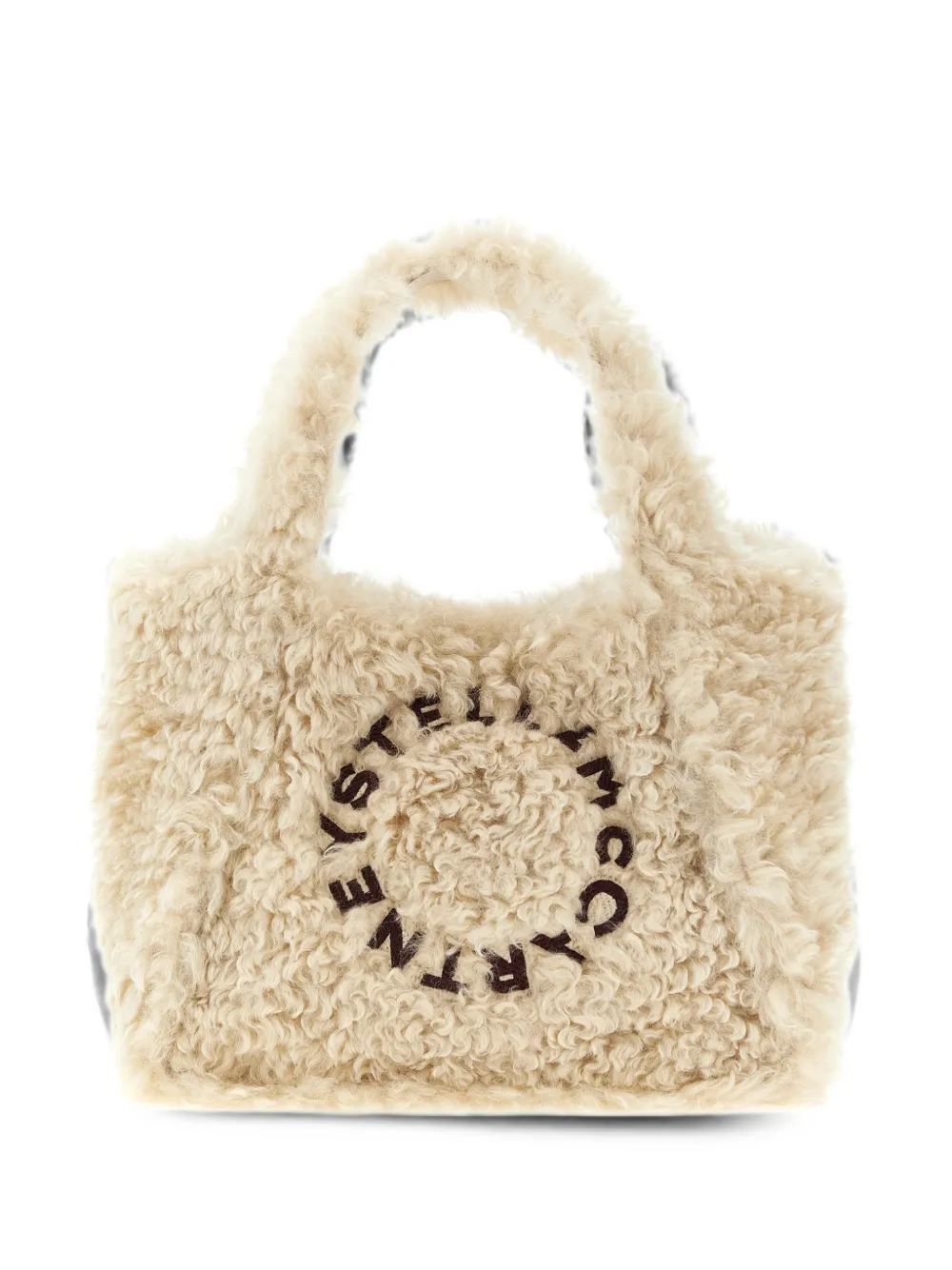 Stella McCartney logo-embroidered shearling-effect tote bag · OS