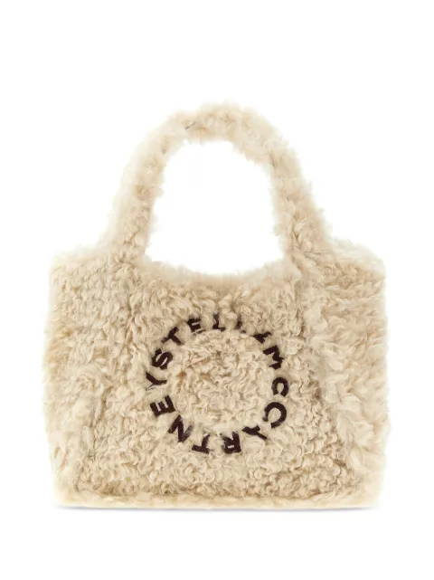 Stella McCartney logo-embroidered shearling-effect tote bag