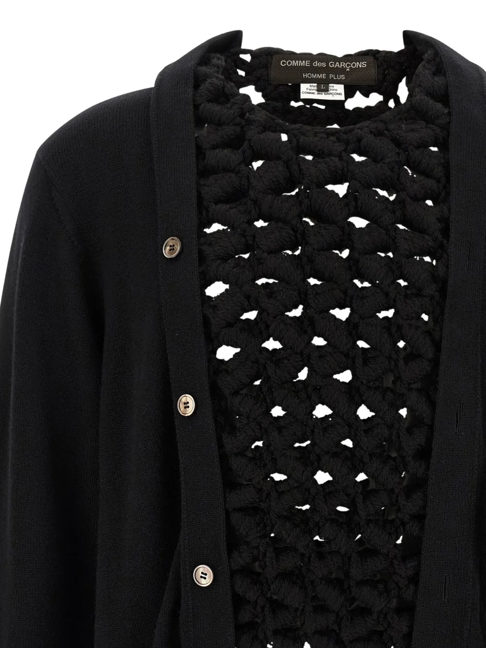 Comme des Garçons Homme Plus Opengebreid vest met vlakken Zwart