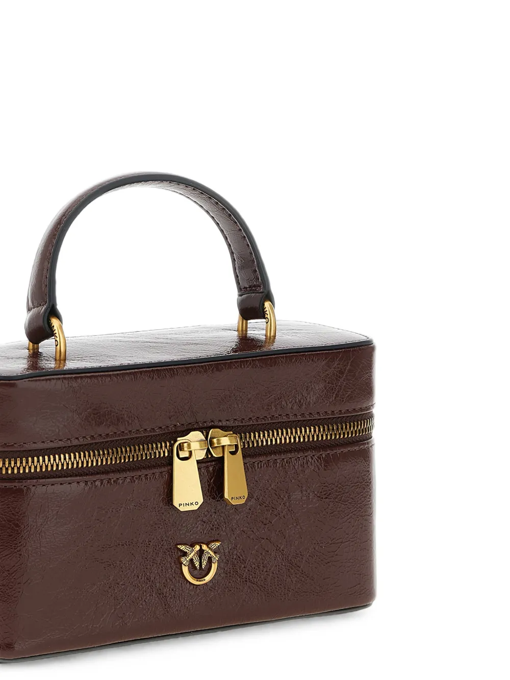 PINKO Kleine glanzende crossbodytas Bruin