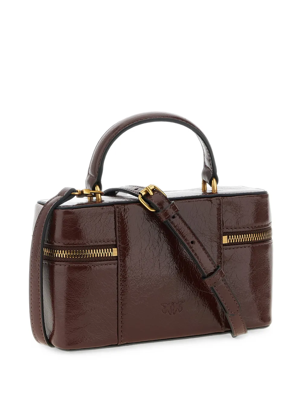 PINKO Kleine glanzende crossbodytas Bruin