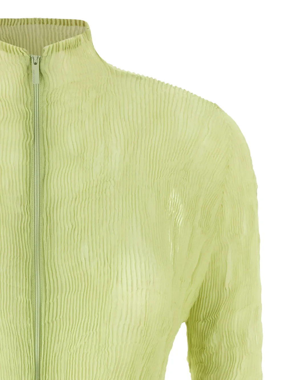 Issey Miyake Chiffon Twist 1 geplooide blouse met rits Groen