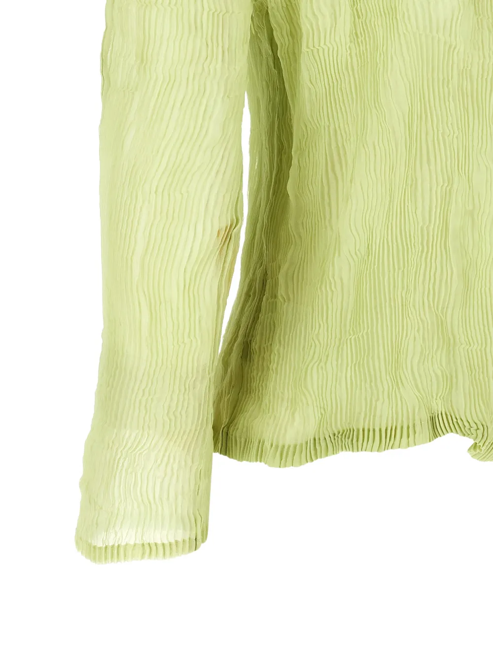Issey Miyake Chiffon Twist 1 geplooide blouse met rits Groen