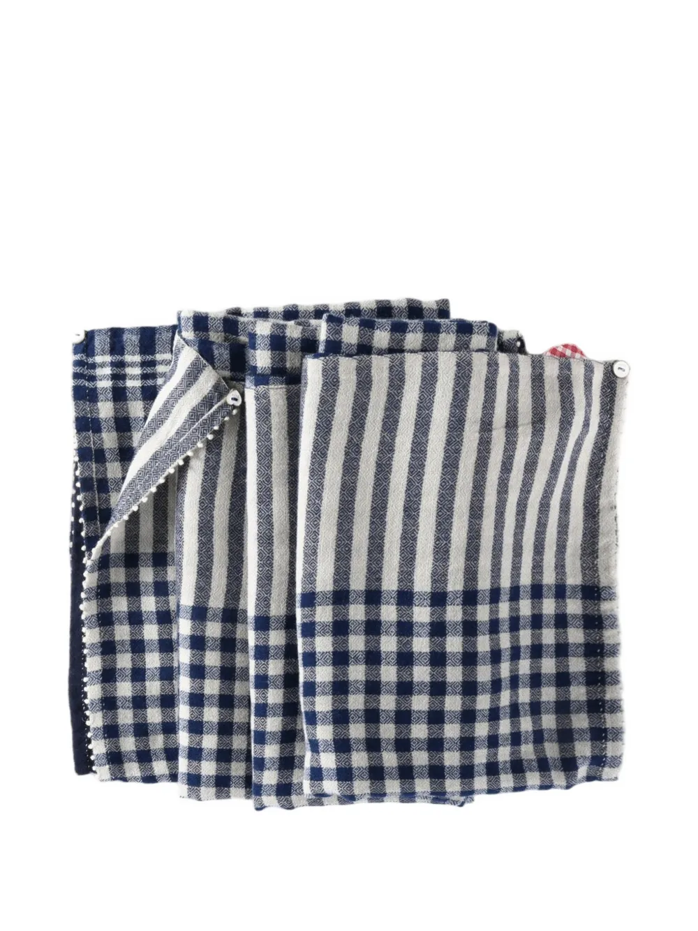 Péro Check-pattern Striped Scarf In Blue