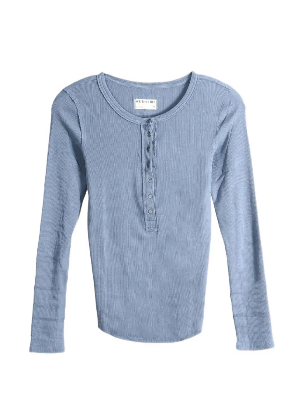 Free People ribbed-knit long-sleeve T-shirt - Bleu Free People ribbed-knit long-sleeve T-shirt - Bleu