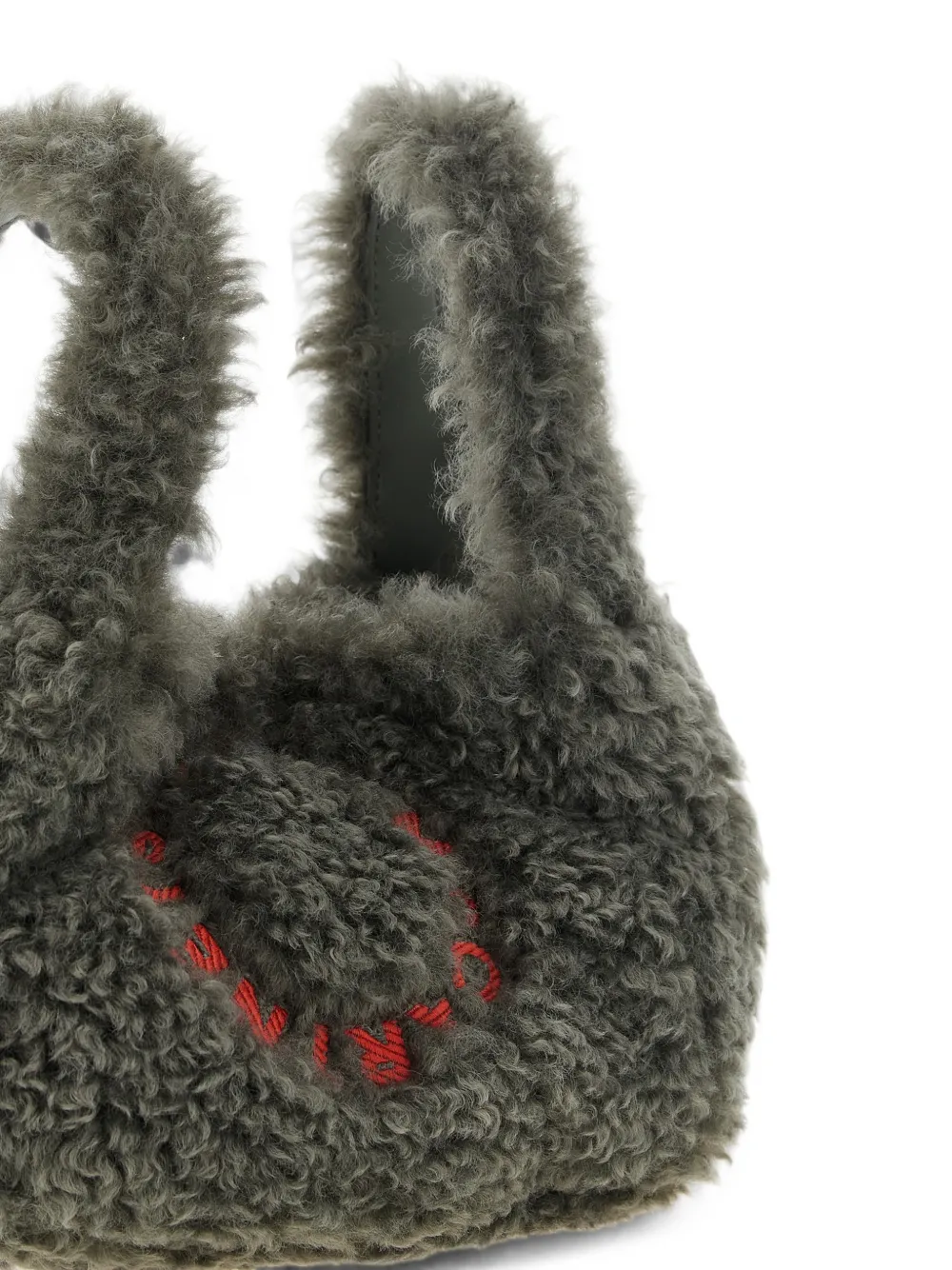 Stella McCartney Schoudertas met geborduurd logo en lammy-effect Grijs