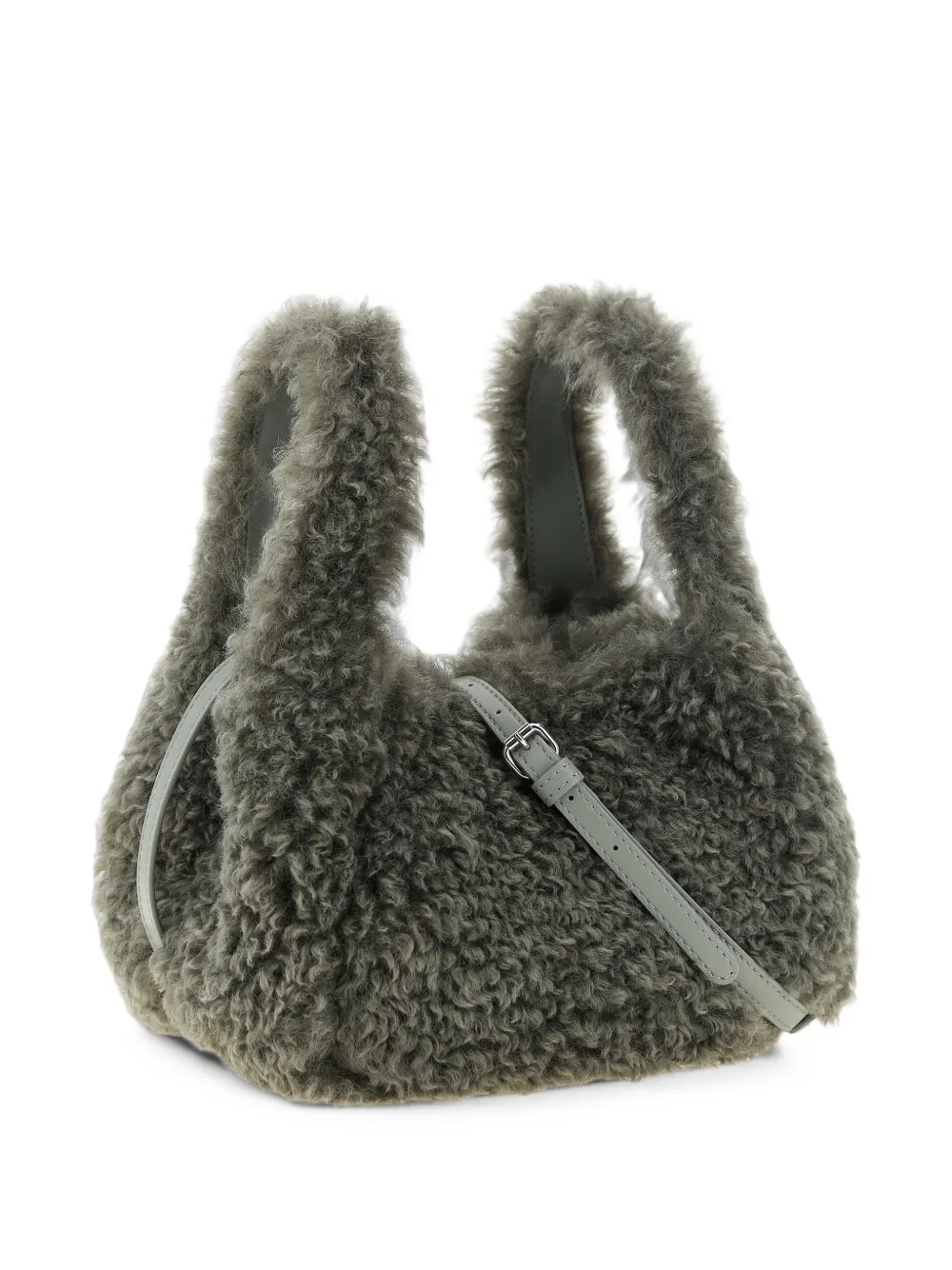 Stella McCartney Schoudertas met geborduurd logo en lammy-effect Grijs