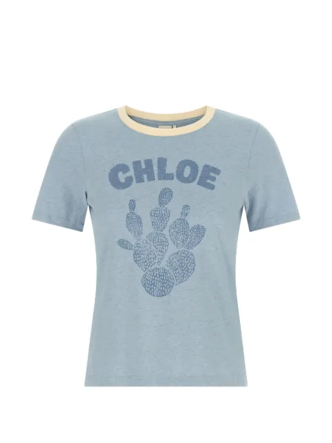 Chloé logo-print cactus-print T-shirt