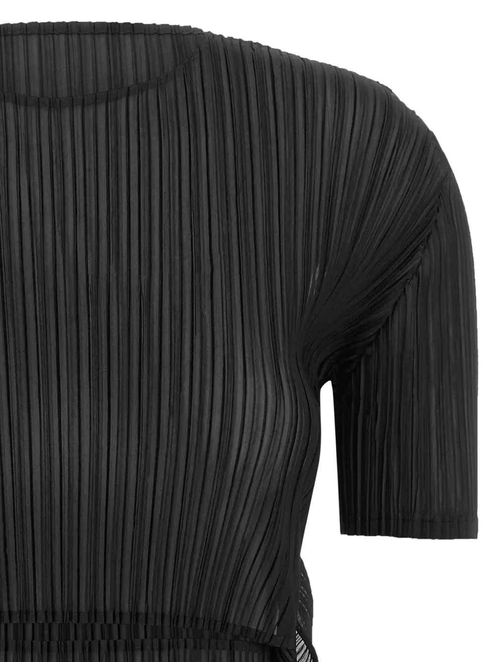 Issey Miyake Sheer Slit Pleats T-shirt met korte mouwen Zwart