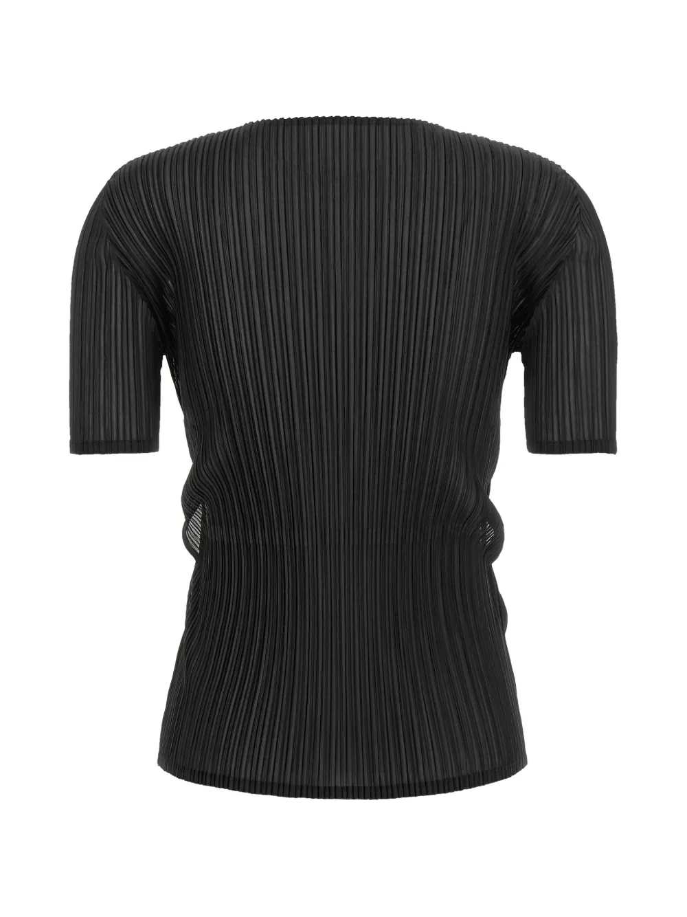 Issey Miyake Sheer Slit Pleats T-shirt met korte mouwen Zwart