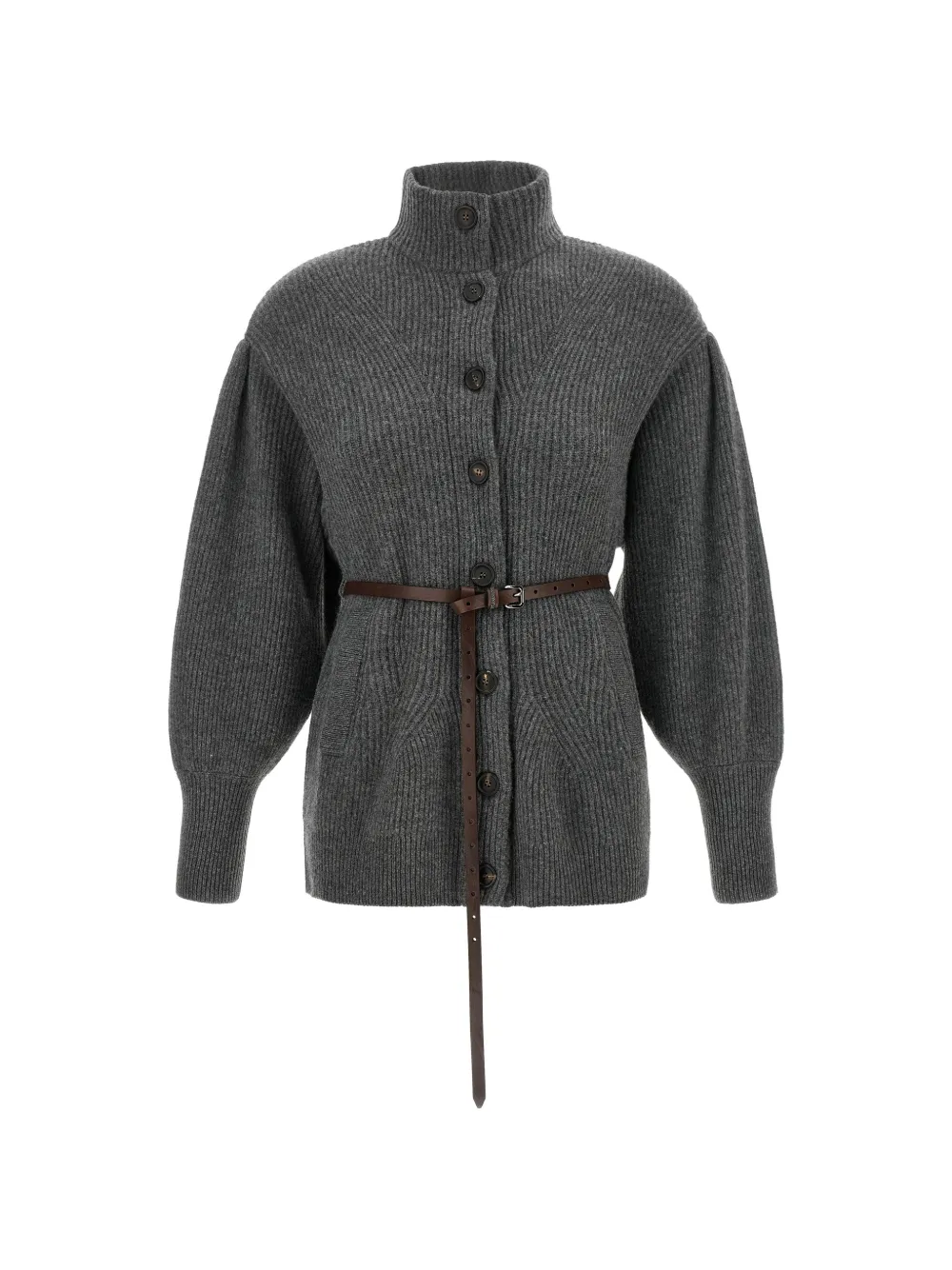 Brunello Cucinelli belted chevron-knit cardigan