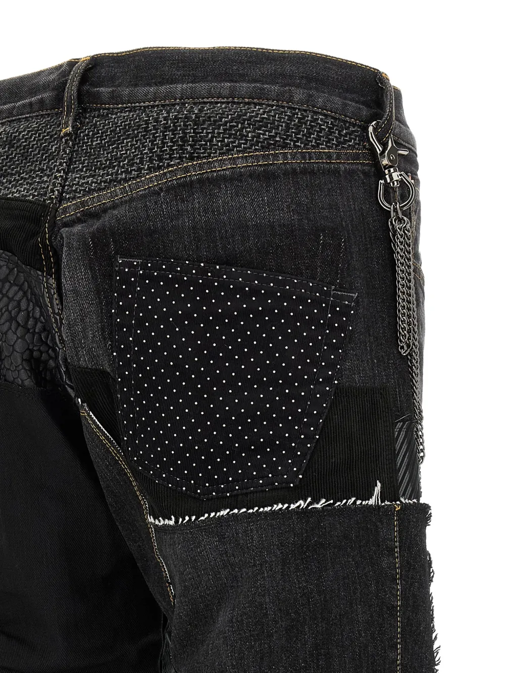 Junya Watanabe MAN chain-link patchwork jeans Blauw