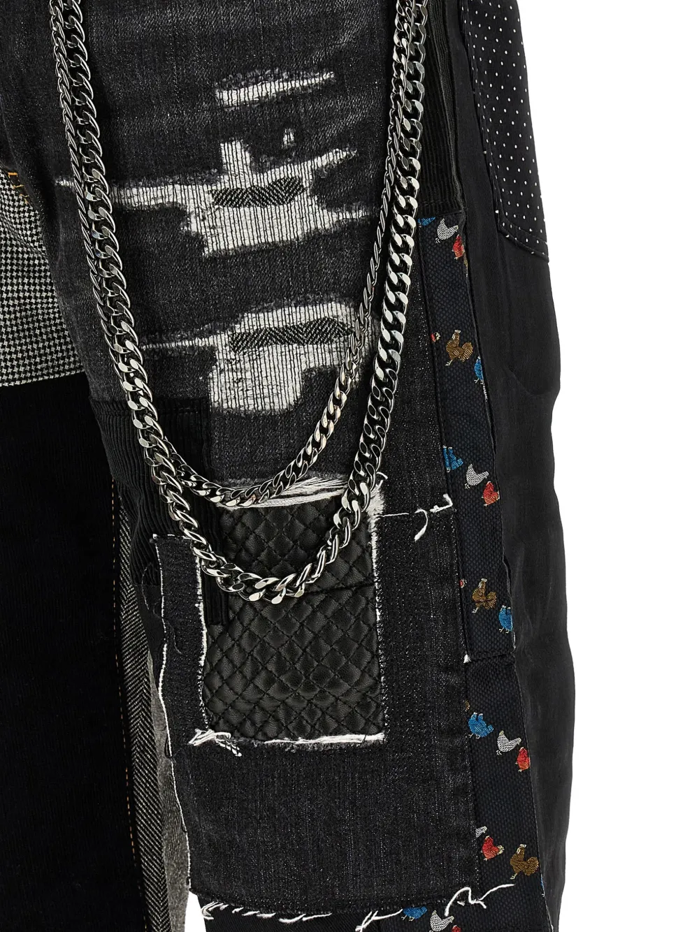 Junya Watanabe MAN chain-link patchwork jeans Blauw