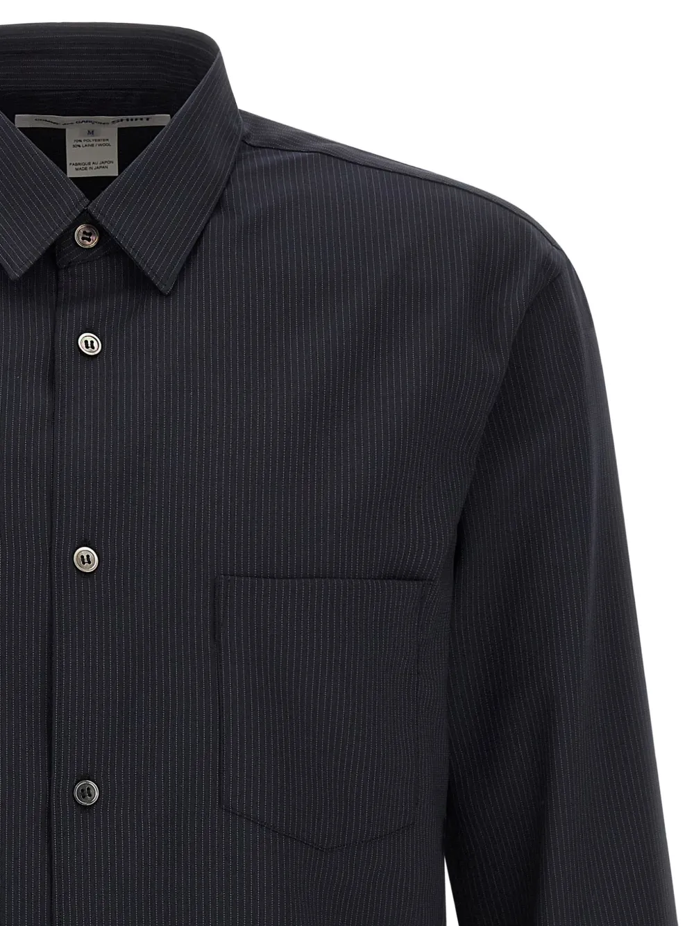 Comme Des Garçons Shirt Overhemd met asymmetrische zoom en krijtstreep Blauw