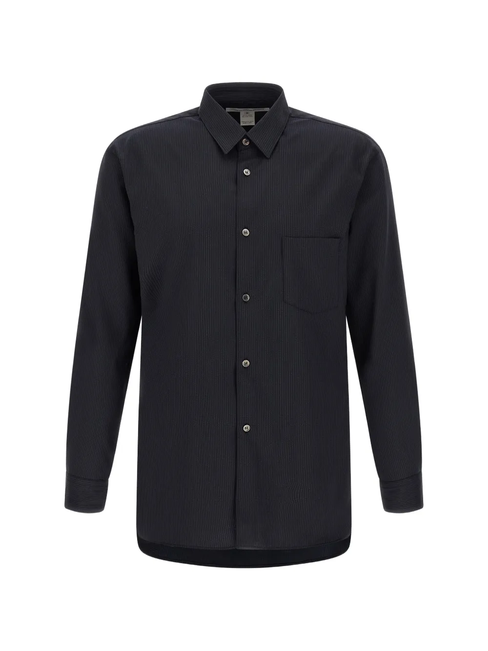 Comme Des Garçons Shirt pinstripe-pattern asymmetrical-hem shirt
