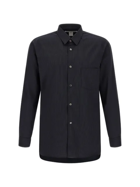 Comme Des Garçons Shirt pinstripe-pattern asymmetrical-hem shirt