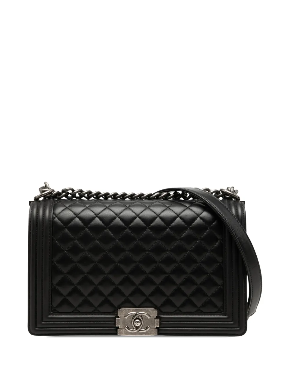 CHANEL Pre-Owned 2015-2016 Medium Quilted Lambskin Boy Flap crossbody bag - Nero
