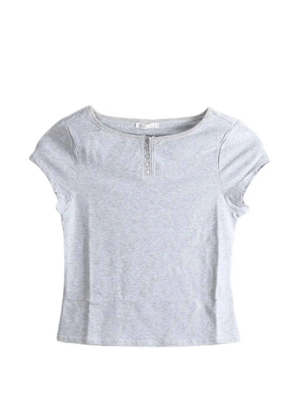 Free People Morning Pages button-placket cap-sleeve T-shirt - Gris Free People Morning Pages button-placket cap-sleeve T-shirt - Gris