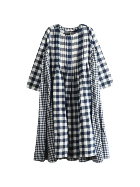 Pero check-pattern loose-fit midi dress