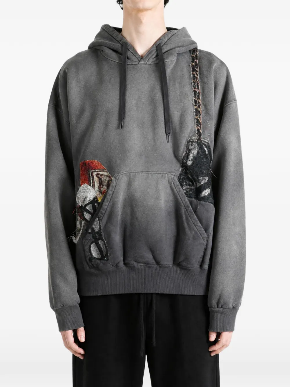 Doublet Hoodie met tassen-print Zwart