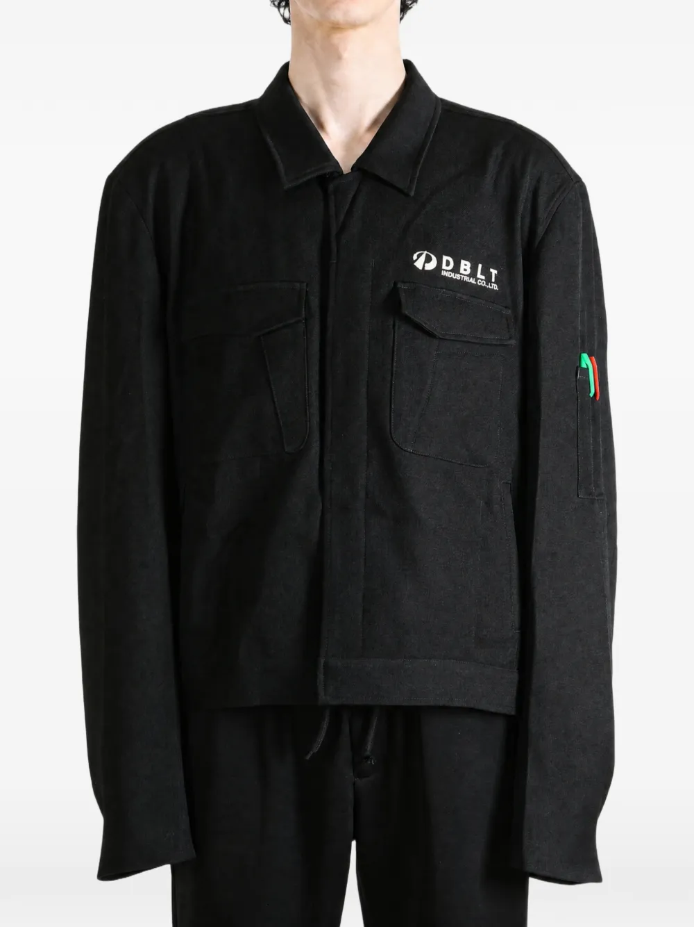 Doublet logo-print panelled jacket Zwart
