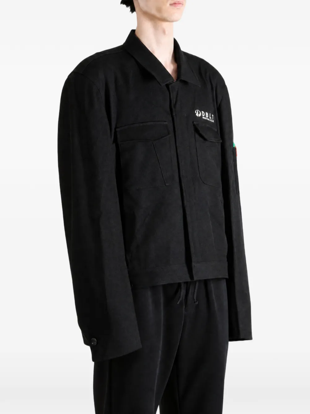 Doublet logo-print panelled jacket Zwart