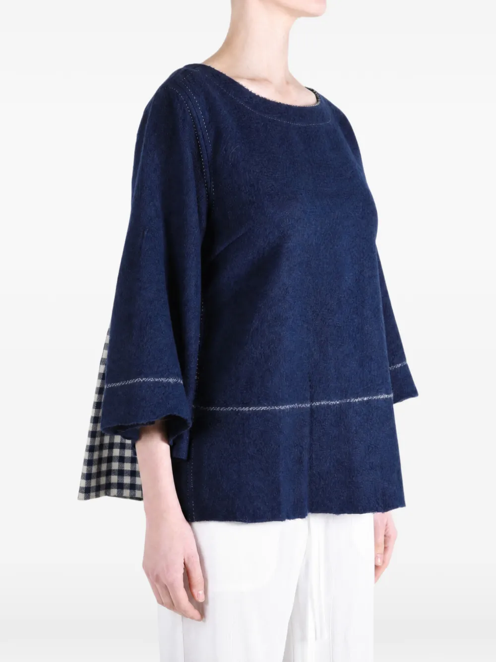 Pero Blouse met geruit vlak en boothals Blauw