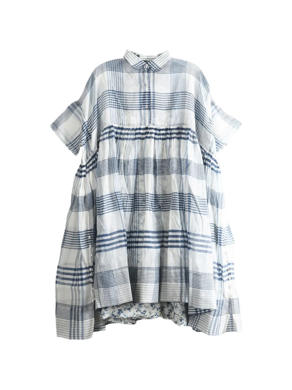 Péro Check-pattern Tiered Midi Dress In Blue