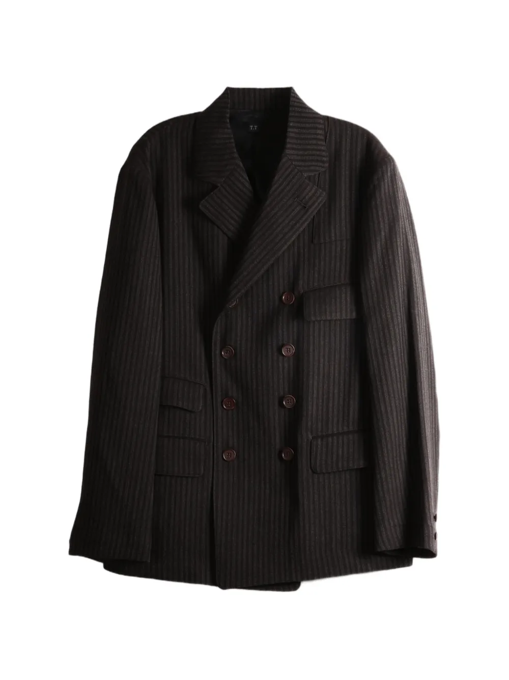 TAIGA TAKAHASHI pinstripe double-breasted jacket - Grigio