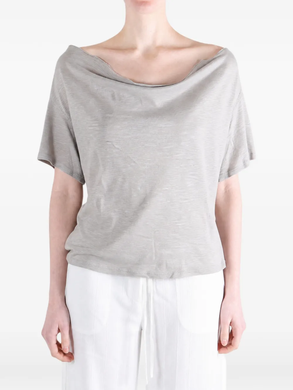 Free People Waterfall cowl-neck T-shirt - Grau
