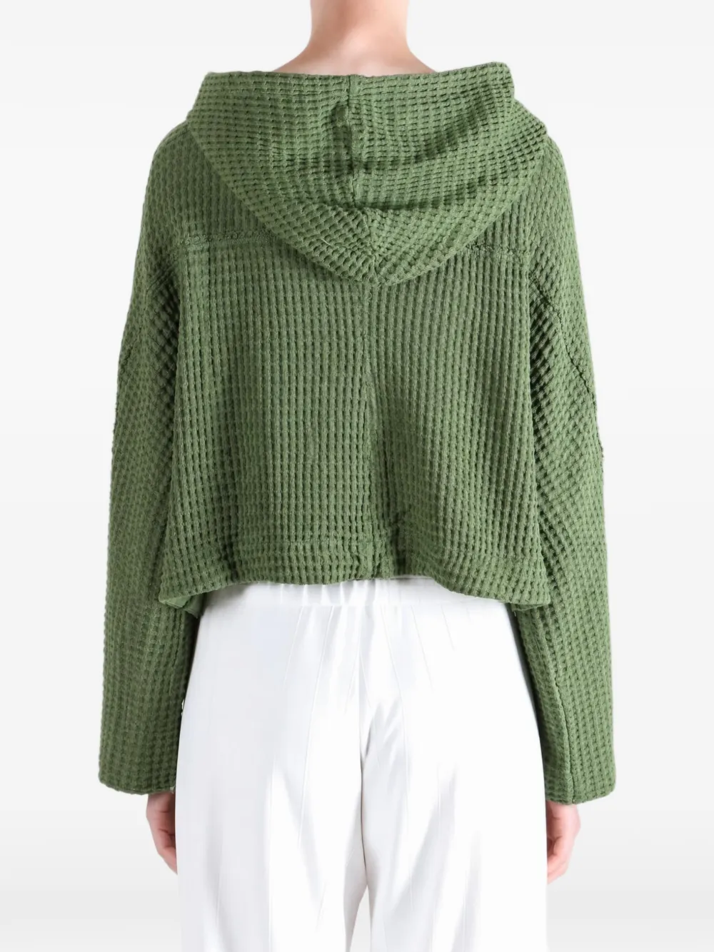Free People Lolli waffle-knit hooded cardigan Groen