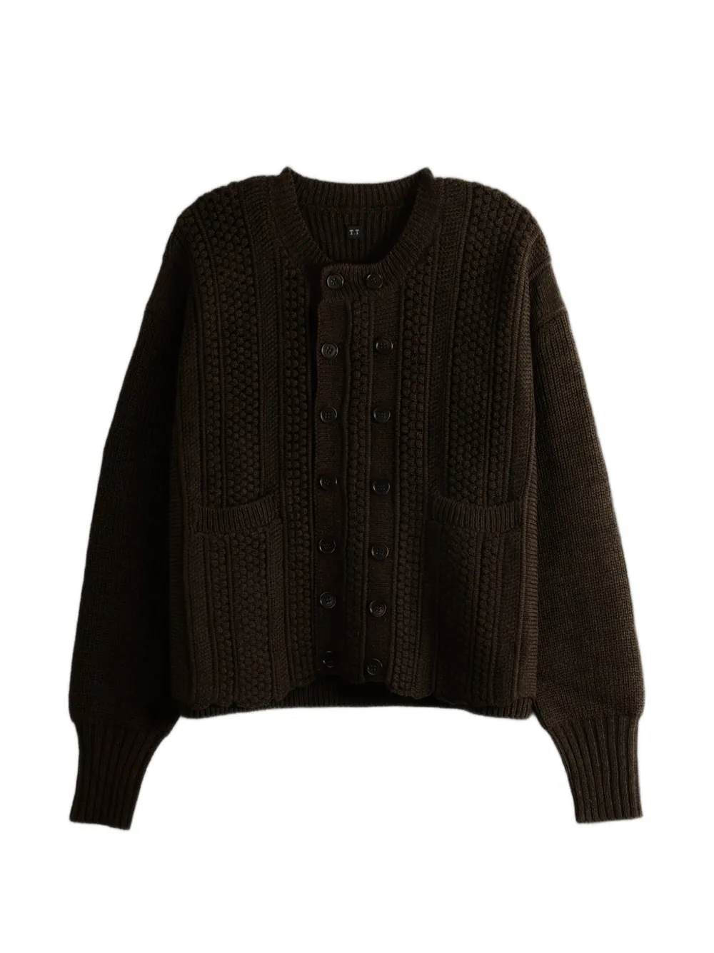 TAIGA TAKAHASHI LOT.506 double-breasted textured-knit cardigan - Brown