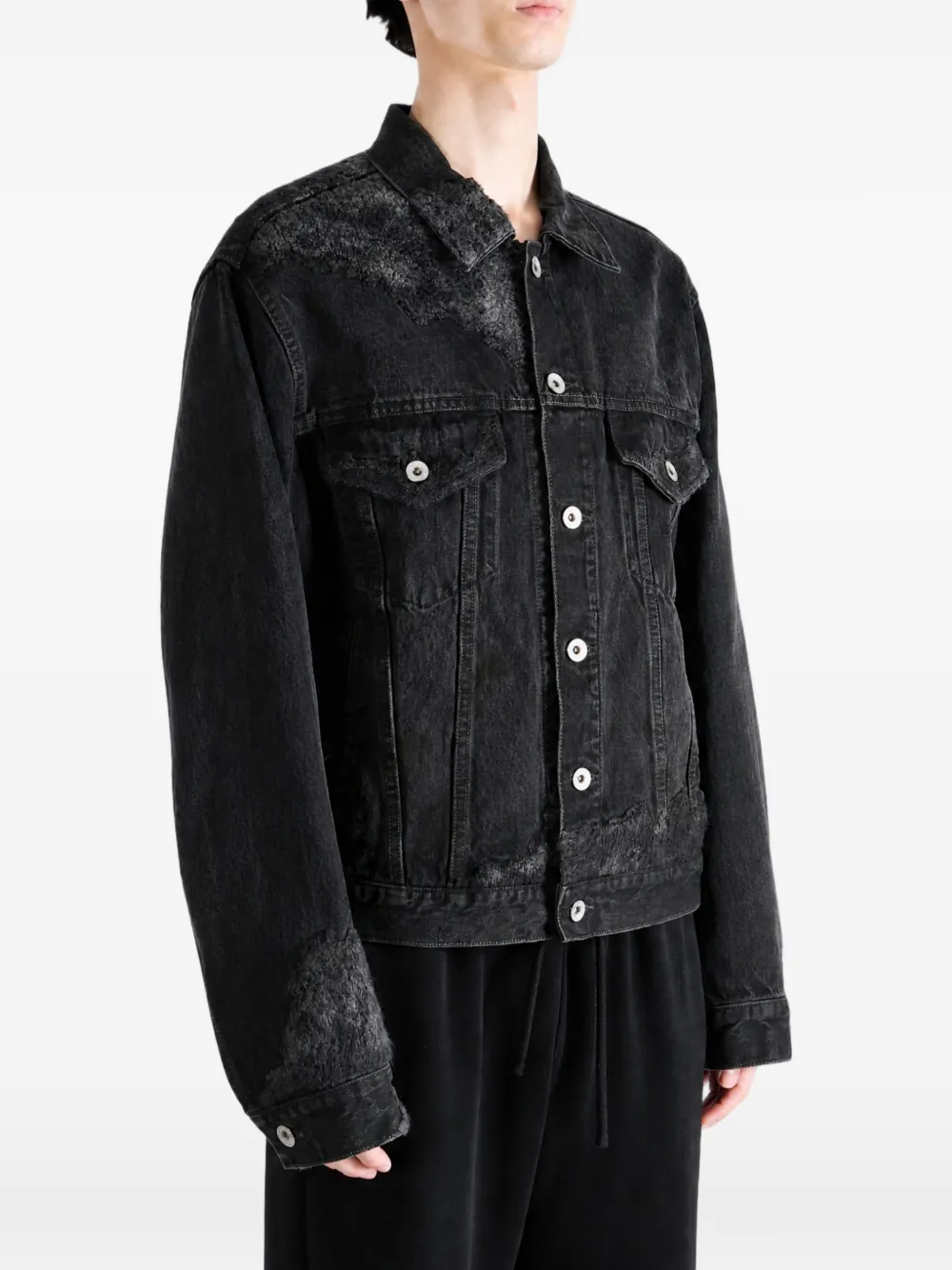 Doublet faded-effect distressed denim jacket Zwart