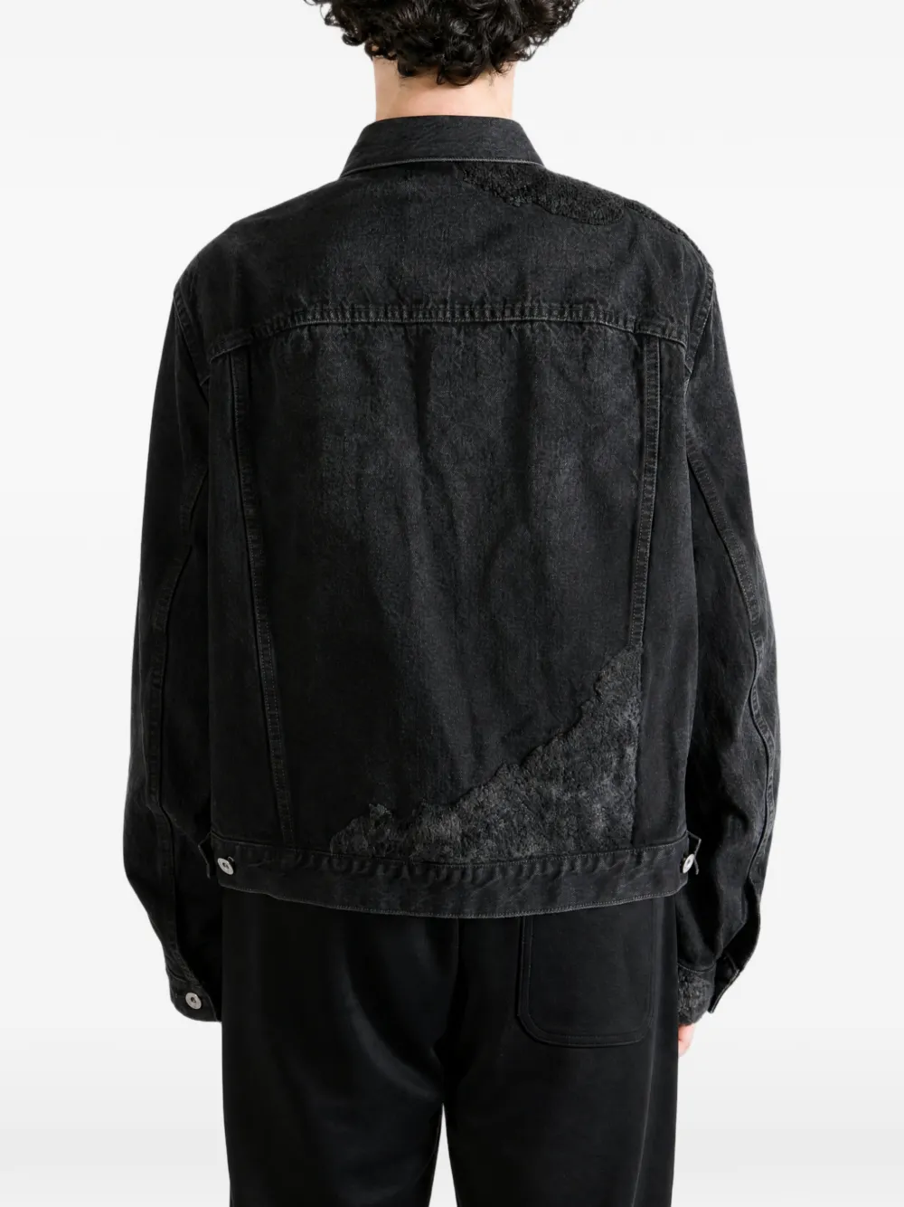 Doublet faded-effect distressed denim jacket Zwart