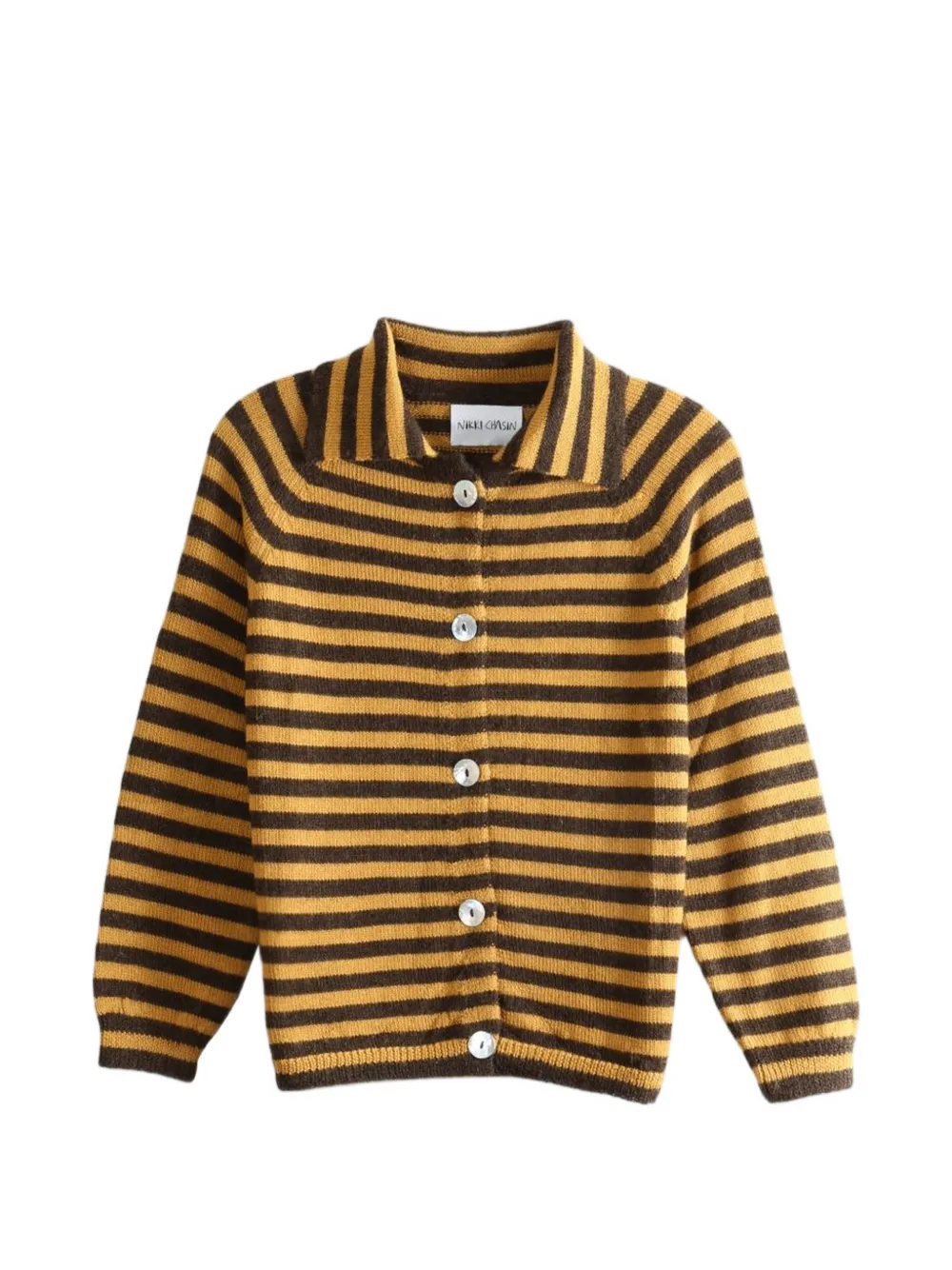 Nikki Chasin Sutton striped raglan-sleeve cardigan - Marrone
