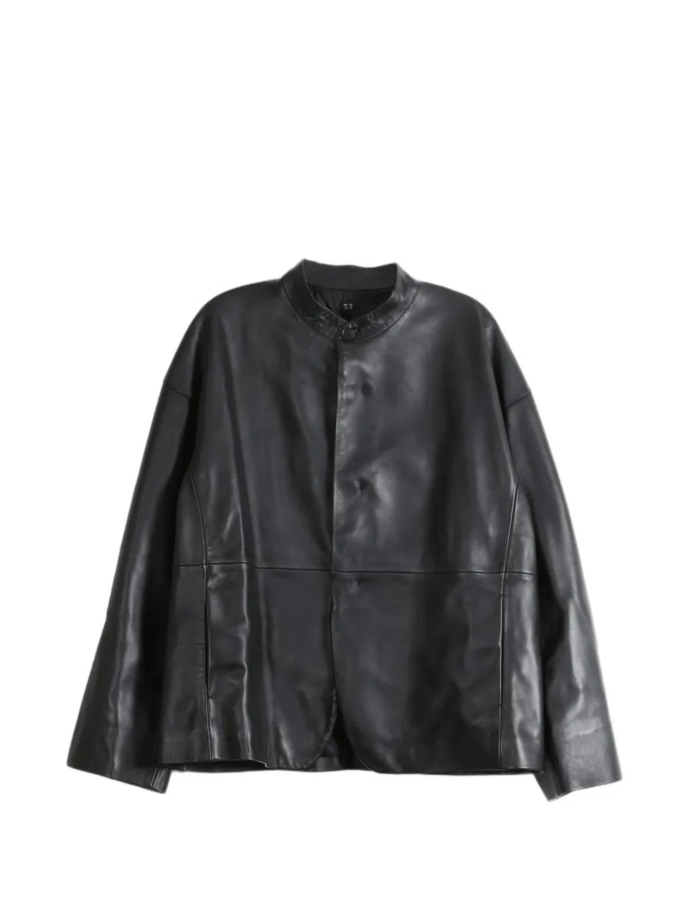 TAIGA TAKAHASHI leather stand-collar jacket - Nero