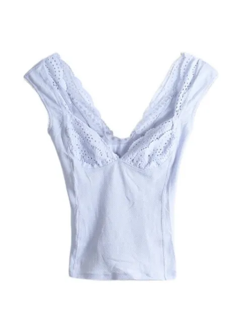 Free People Blush Hour broderie-anglaise V-neck T-shirt