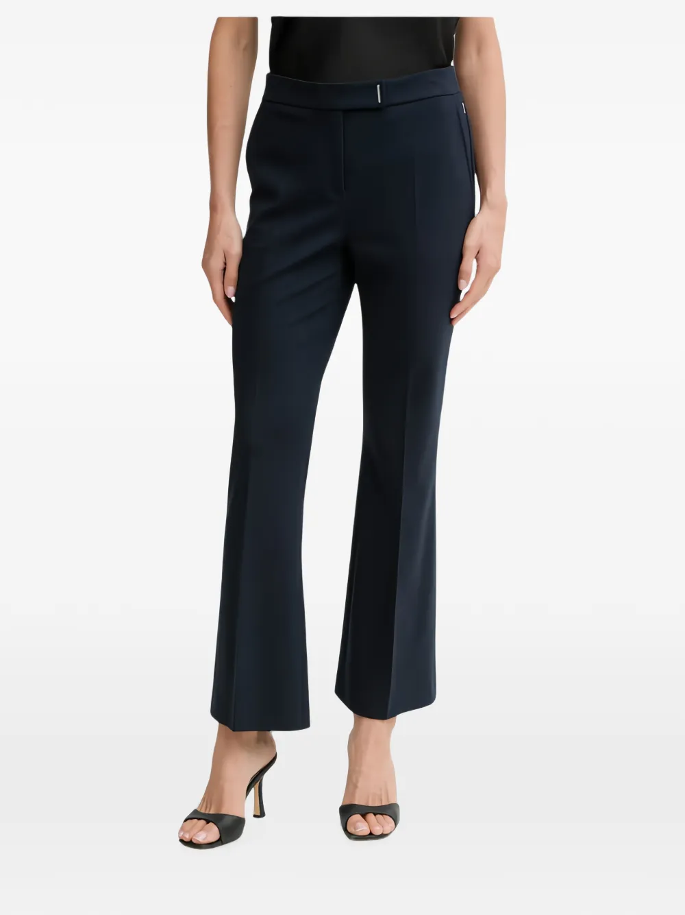 Hugo Boss Flared-fit Cropped Pants In Wrinkle-resistant Stretch Fabric In Blue