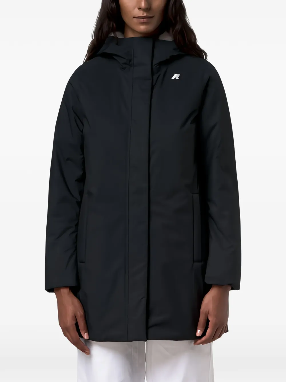 K-Way Sophie logo-patch hooded jacket Zwart