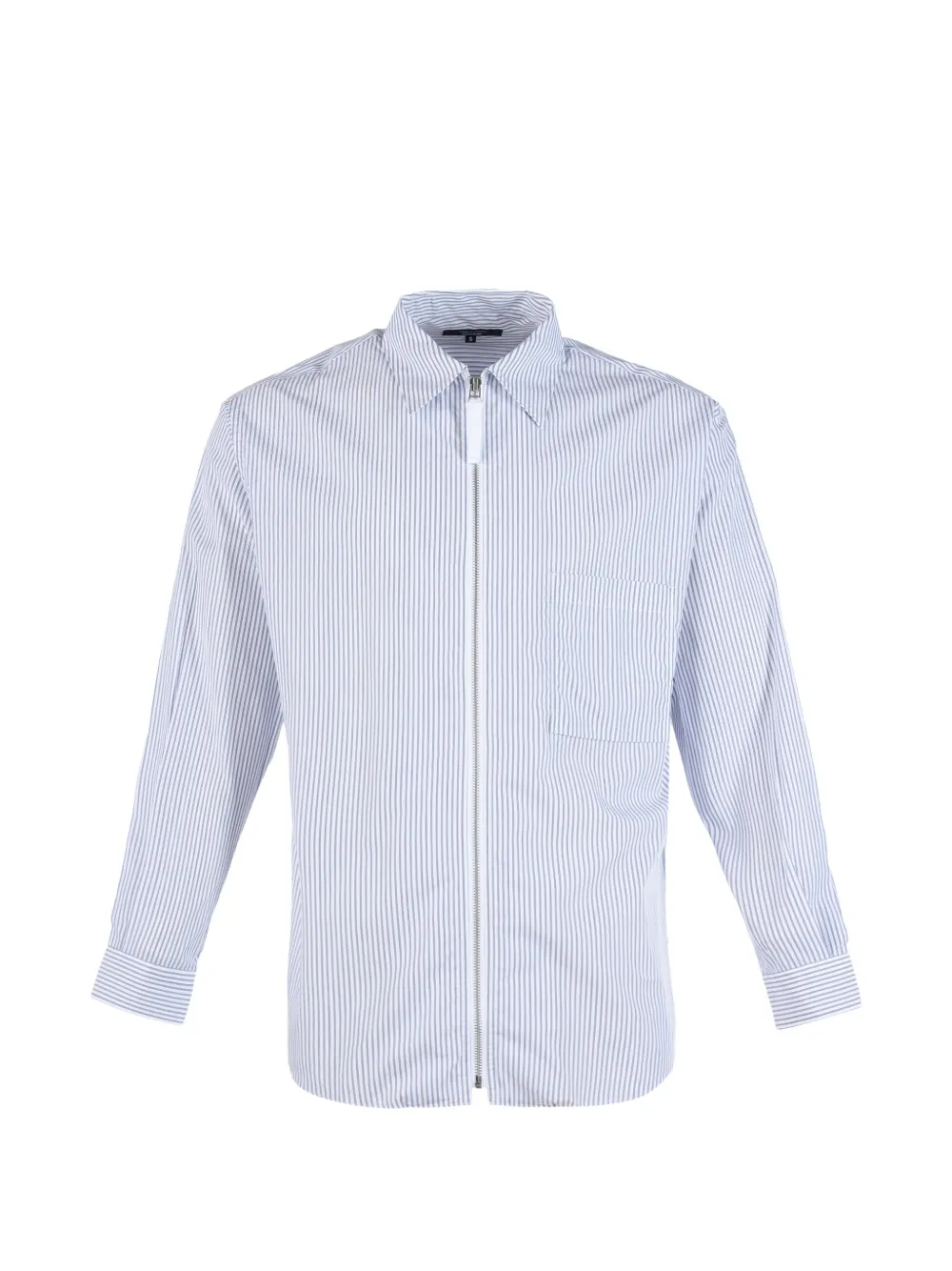 Comme des Garçons Homme vertical-stripe zip-up shirt Blauw