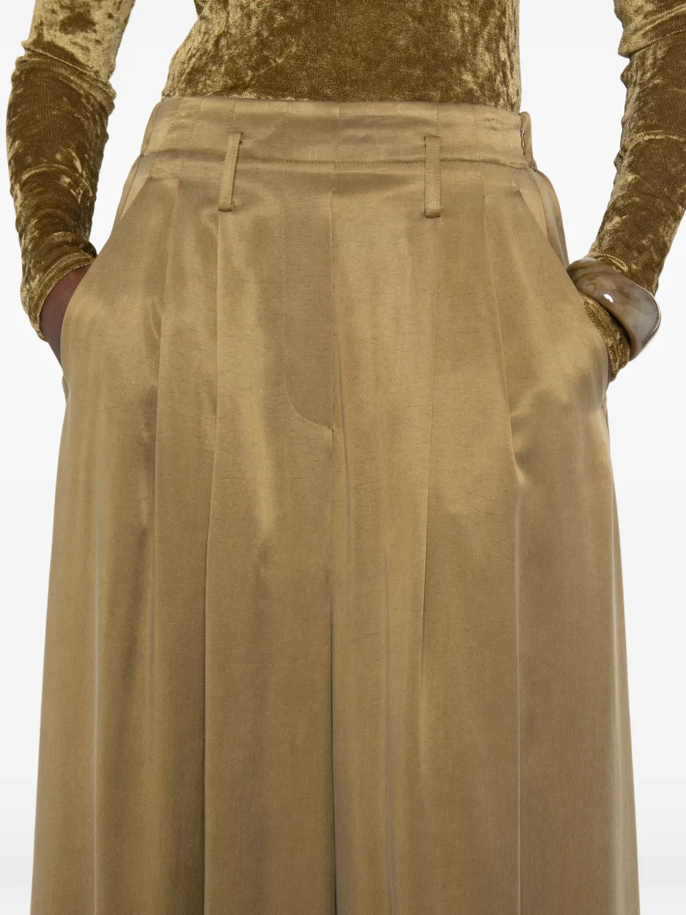 Forte pleated midi skirt Groen